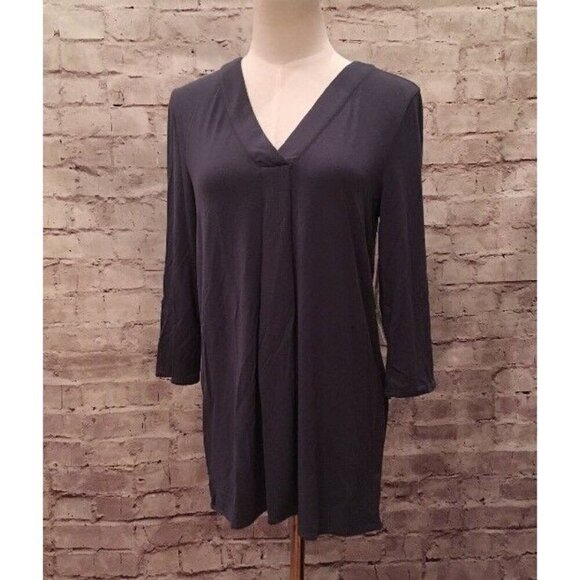 Sigrid Olsen Signature Womens XS Gray Bamboo 3/4 Sleeve V- Neck Knit Top NEW $89 - Picture 1 of 7